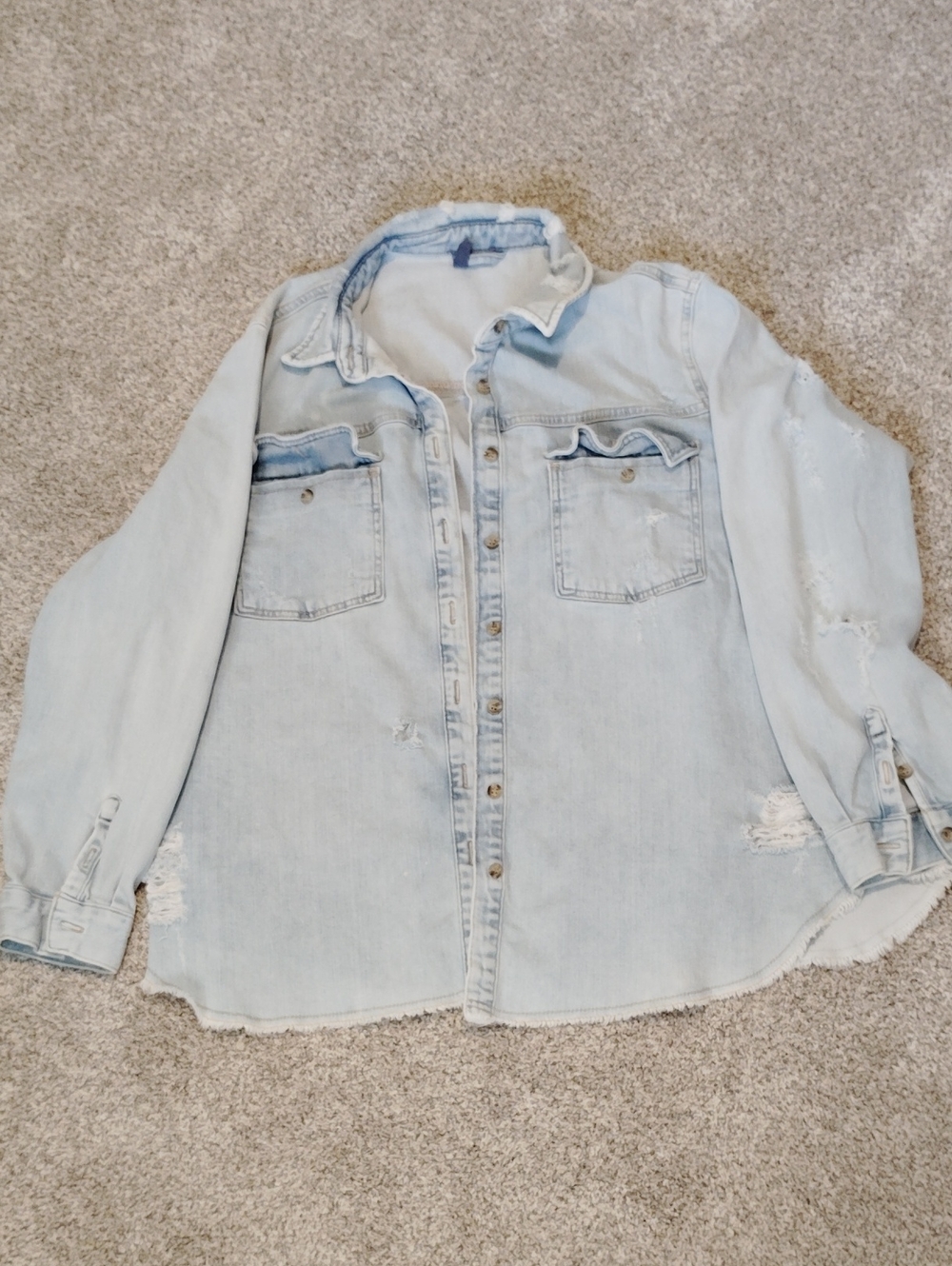 Anthropologie Pilcro Distressed Denim Shirt Jacket for Women